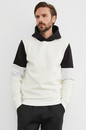 Fulla Moda 3 Thread Arm Color Block Hooded Sweatshirt