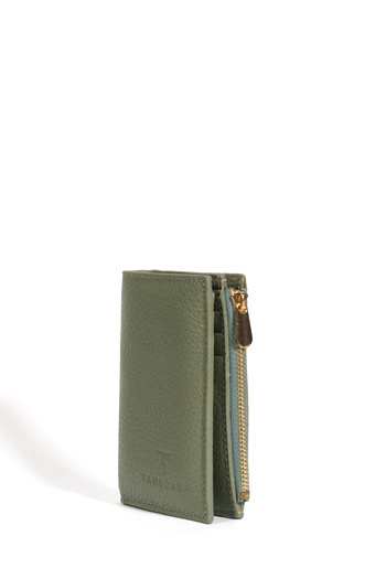 TANGCARF Lira Women's Wallet Genuine Leather Small Size Coin Compartment Zippered Wallet Green