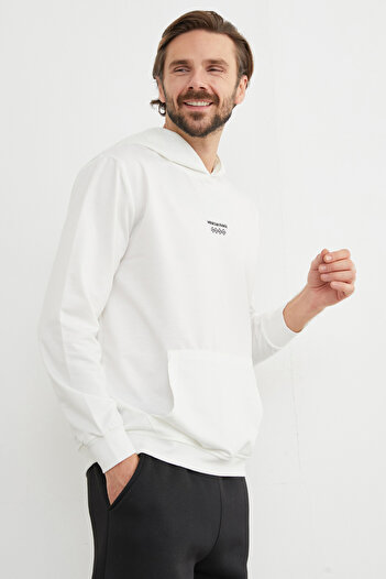 Fulla Moda Mountain Range Text Printed Hooded Sweatshirt