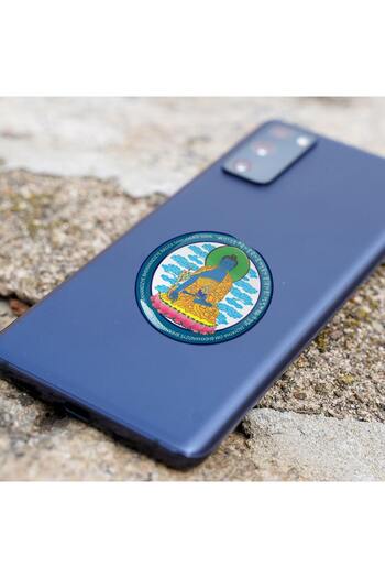 Feng Shui 3D sticker with blue Medicine Buddha on lotus flower