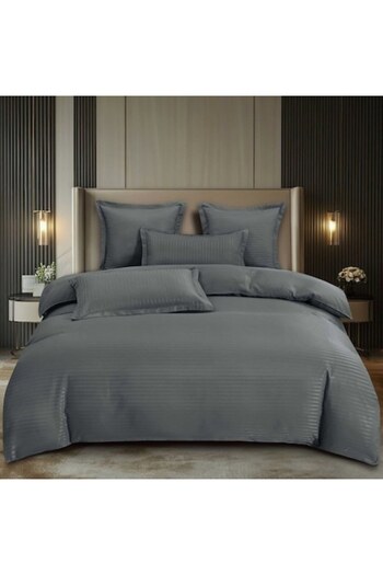 Casa de Vis Set lenjerie de pat dublu, 6 piese, bumbac satinat, 220 x 230 cm, gri