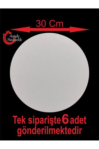 ASUDE HEDİYELİK 6 Pieces 30X30 cm Patternless Round White Wooden Mdf Cake Base Subla