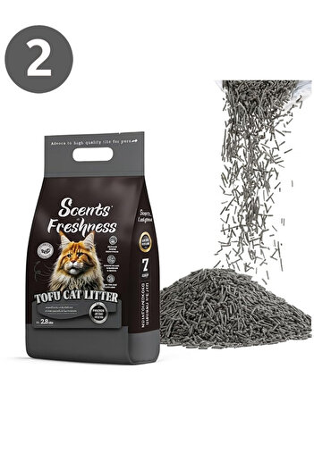 scents freshness Tofu Cat Litter 6L (2.8 kg) Premium Natural Fast Clumping, (Pack of 2 (12 L), Charcoal Fragrance)