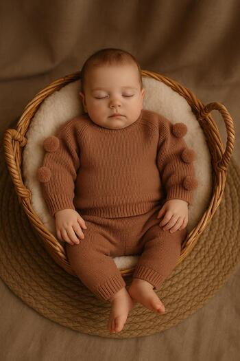 meriç bebe - bütün çocuklar melektir. mrc Birthday-Wedding-Christmas Baby Seamless Oversize Pompom Knit Sweater