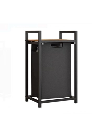 OEM Laundry Basket with Metal Frame, Wooden Shelf, Dimensions 50 x 32.5 x 71 cm, 45L Capacity