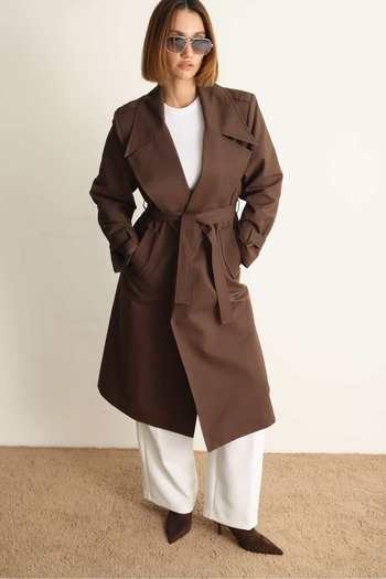 Swass Gabardine Trench Coat Brown