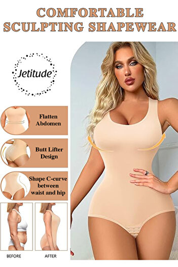 Jetitude Body Modelator cu Bretele late si Chilot clasic, Bej