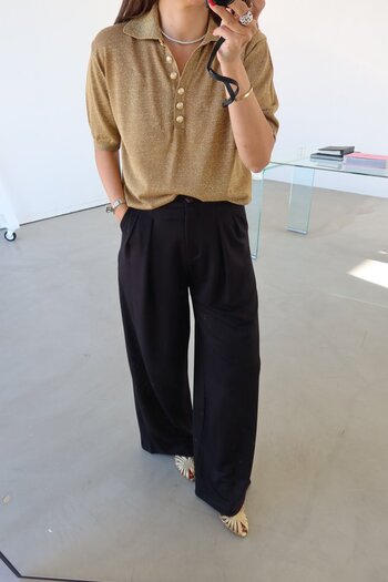 Özge Özgenç Double Pencil Lycra Wide Leg Trousers