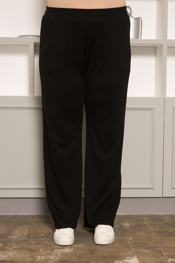 RMG Black Plus Size Knitted Pants with Elastic Waist