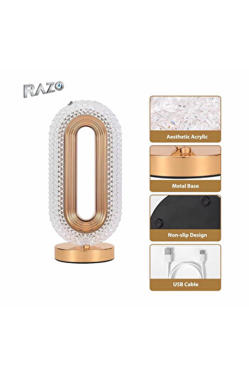 Razo Crystal Razo decorative lamp, 3 colors, cool/warm/neutral white, touch control, USB charging