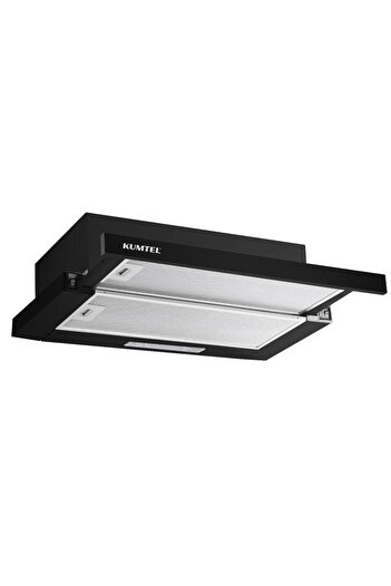 KUMTEL DS6-905BNS Built-in Telescopic Hood, Glass Front, 450 m³/h Suction Power, LED Lighting, Black