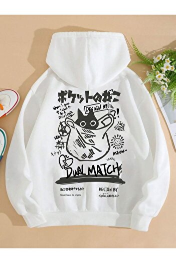 Kalic Studio Dual Match Back Printed Oversized Sweatshirt White