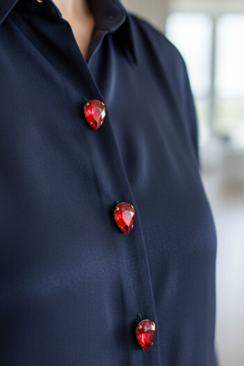 Reoona Yeni Trend Kırmızı Damla Modeli Düğme Kapağı Broş 1 Adet - Scarlet Drop