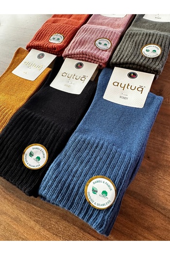Aytuğ Women's Winter Bamboo Cotton Seamless Comfortable Socks 6 Pack