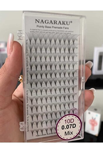 NAGARAKU 10 D Volüme Ipek Kirpik 0.7 Kalınlık C Kıvrım 8-15 Mm Boy Aralığı Mix Kutu