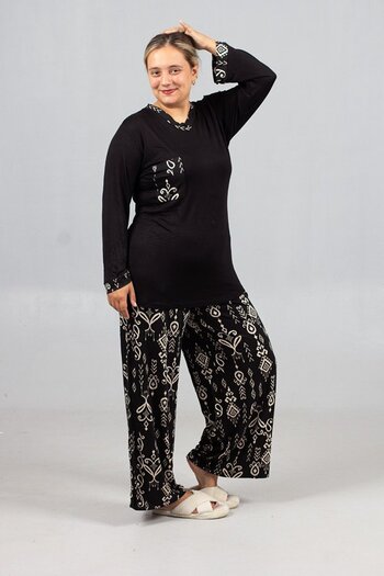 Truva XXL Plus Size Dance of Elegance and Comfort at Home: Loose-Legged Pajama Set!