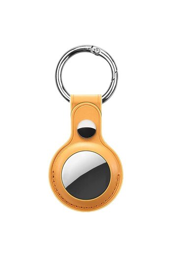 PadForce Stylish Apple AirTag keychain case - Yellow, Leather