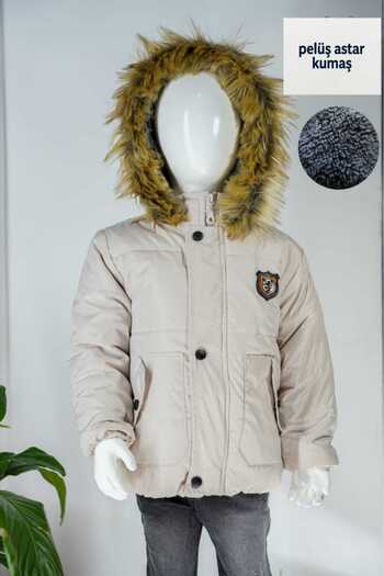 asiltr Thick Waterproof Hooded Inflatable Children's Coat with Fur Inside. 1 Year Old /2 Years Old/3 Years Old/4 Years Old