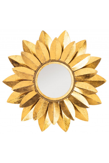 OEM Golden mirror, flower pattern, metal frame D80cm