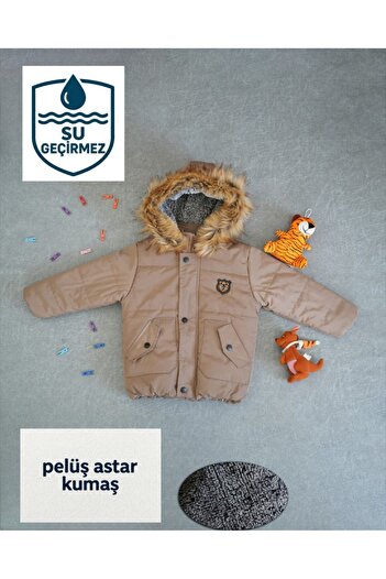 asiltr Thick Waterproof Hooded Inflatable Children's Coat with Fur Inside. 1 Year Old /2 Years Old/3 Years Old/4 Years Old