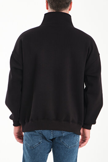 VEK Oversize Half Zipper Sweatshirt F1 3 Thread Stand Collar