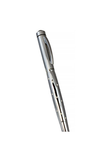 Ungaro Ungaro pen, metallic, silver with inlaid crystals, Iridium Point nib