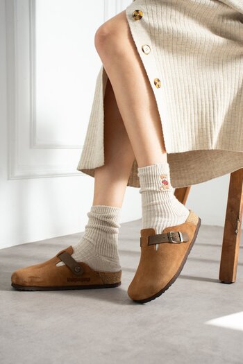 Uniqueqoop Oslo Genuine Leather Cork Sole Orthopedic Unisex Slippers