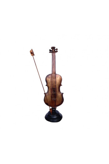 OEM Violin decoration with metal bow, antique gold, H 35cm