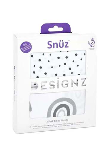 Snüz Snuz Pack of 2 Crib Fitted Sheets, Designed to Fit Pod Bedside Cribs, 100% Cotton