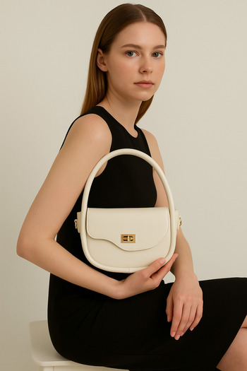 Elory Grace Women's Off-White Crossbody Bag – Handbag, Detachable Strap, Stella Model Special Cut