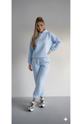 dwnwear Women's Stone Printed Top and Bottom Tracksuit Set Winter 3 Thread Thick