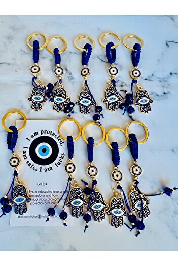 Talia&Talia Gift Evil Eye Beaded Keychain 10-Piece Fatman's Hand