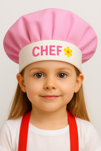 AYSHOME Ays Home Pink and White Chef's Cap