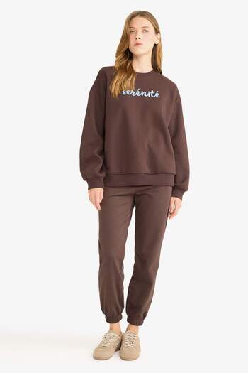 DeFacto Oversize Wide Fit Crew Neck Printed Sweatshirt G1823Ax25Wn