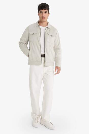 DeFacto Slim Fit πουκάμισο με λεπτή εφαρμογή με φερμουάρ στο γιακά και εσωτερική τσέπη από σουέτ Εποχιακό ανοιξιάτικο μπουφάν A3254AX25AU