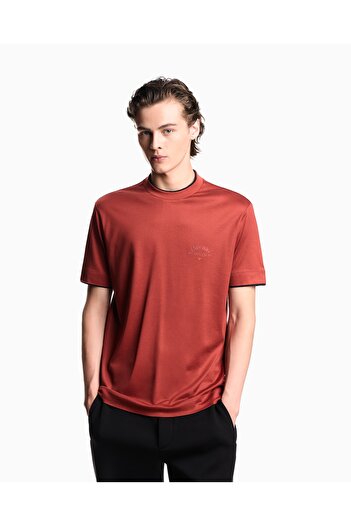 Emporio Armani Men's Cotton Round Neck Short Sleeve Red T-Shirt Em002939 Af18312-U5035