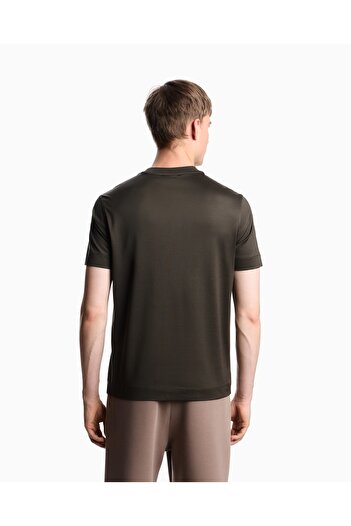 Emporio Armani Men's Cotton Regular Fit Round Neck Logo Embroidered Short Sleeve Khaki T-Shirt Em002963 Af10761-U8