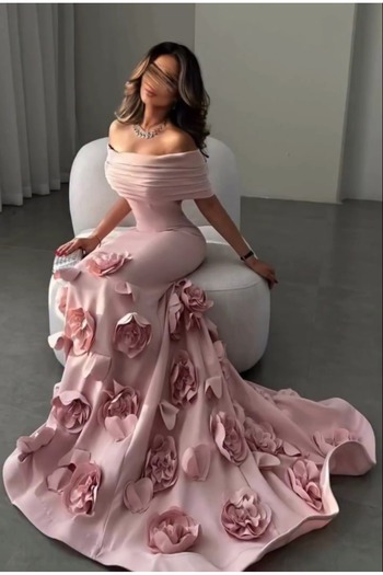MEZON FASHION Baby Pink Mask Dress with Floral Edges