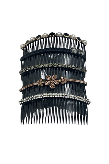 ZAYA 5-Piece Elegant Black Latch Wire Hair Clip Set