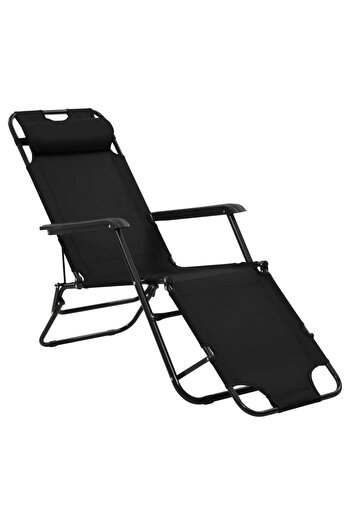 vidaxl Folding Sun Loungers 2 pcs with Footrests Steel Black