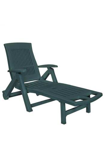 vidaxl Sun Lounger with Footrest Plastic Green