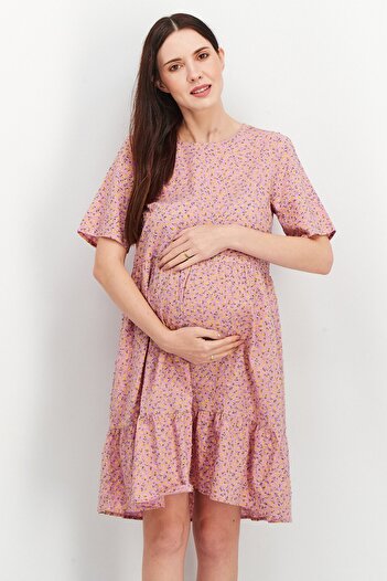 PIECES Maternity Floral Print Midi Dress, Lavender Combo