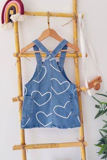 Minigimin Cicileri My Little One's Cicileri Heart Printed Denim Girl's Gilet - Light Blue