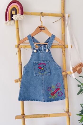 Minigimin Cicileri My Little One's Cicileri Cutie Printed Denim Girl's Gilet - Blue