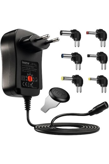 SMARTECH Universal Charger 30W, 6 Interchangeable Tips, 150cm Cable, 3V-12V, USB