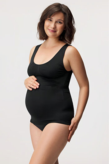 MİSTİRİK Alvano Model Thick Strap Recovery Maternity Tank Top Black Color