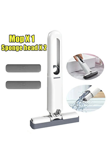 Choice4 1 Mop-2 Sponge Sponge Straw Cleaning Small Cleaner Mini Mop Powerful Squeeze Folding Home Self-squee