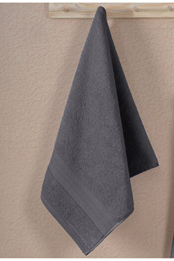 Ellaline Bath Towel 100% Cotton Certified Diamond Pattern with Border 70X130Cm - Anthracite (1 Piece)