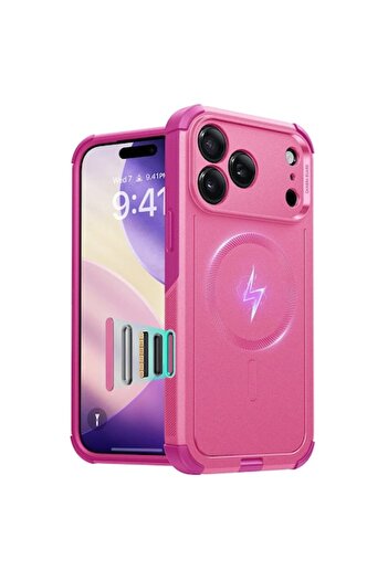 Optim Solution MagSafe Shockproof Protective Case for iPhone 17 Pro Max, Polycarbonate, TPE, Pink