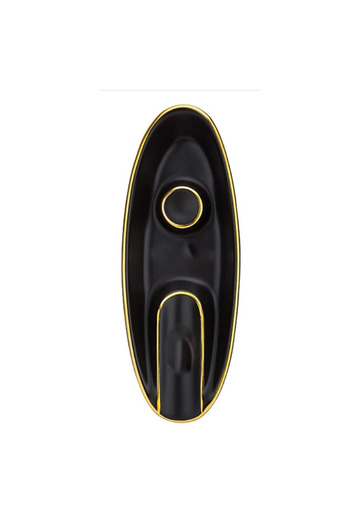 EOL Ceramic ashtray for one cigar, boat shape, black